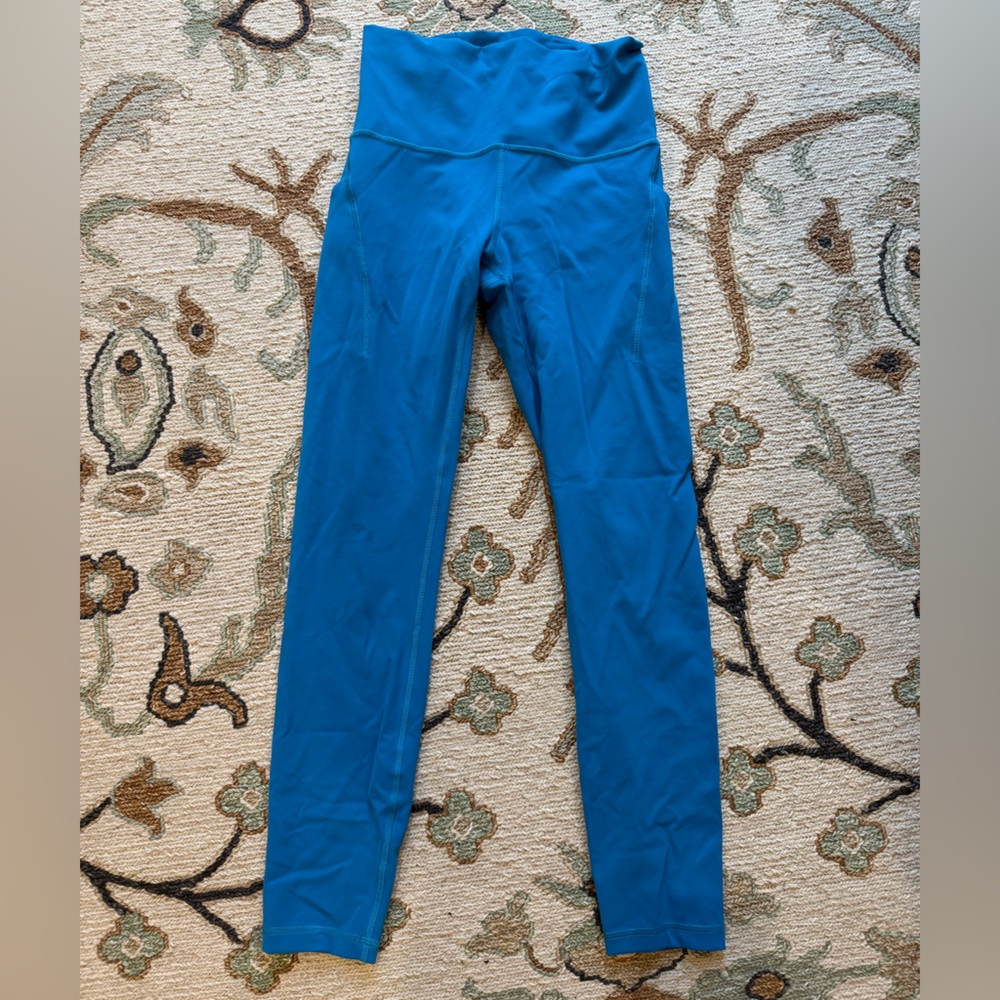 Lululemon wunder train 25” Blue Leggings with side pockets size 4